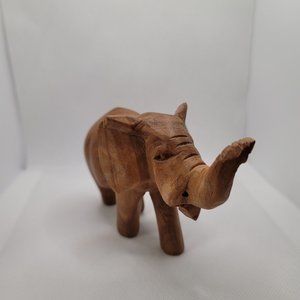 Hand Carved Wooden Elephant 3.5" Tall